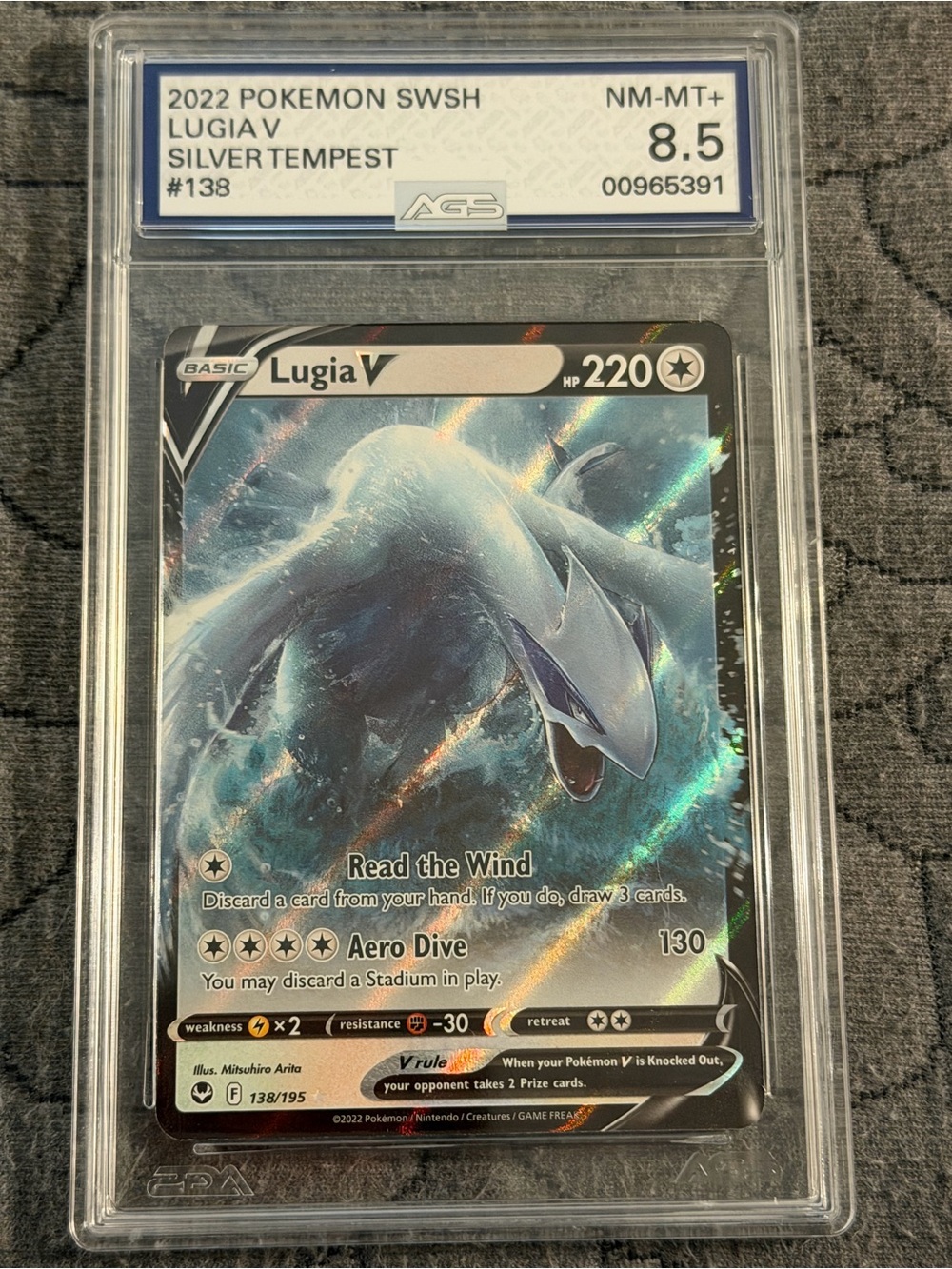 Pokemon Lugia V Holographic Card - Blue, Silver